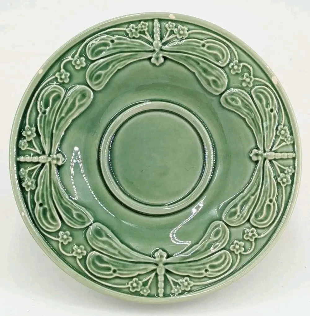 Bordallo Pinheiro Green Dragonfly Saucer Plate 6.25